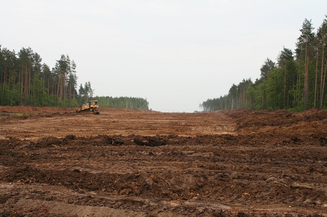 Budowa autostrady A4 - okolice Godzieszowa; widok w kierunku Bolesawca