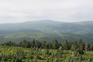 The Jizera Mountains: view of the Czech part of the Jizera Mountains from the look-out tower on the top of Smrk