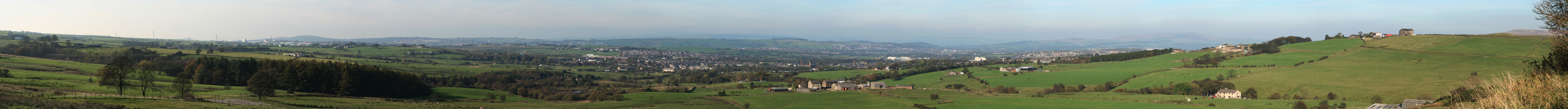 Panorama of the Borough of Hyndburn from a viewpoint on B6232 road