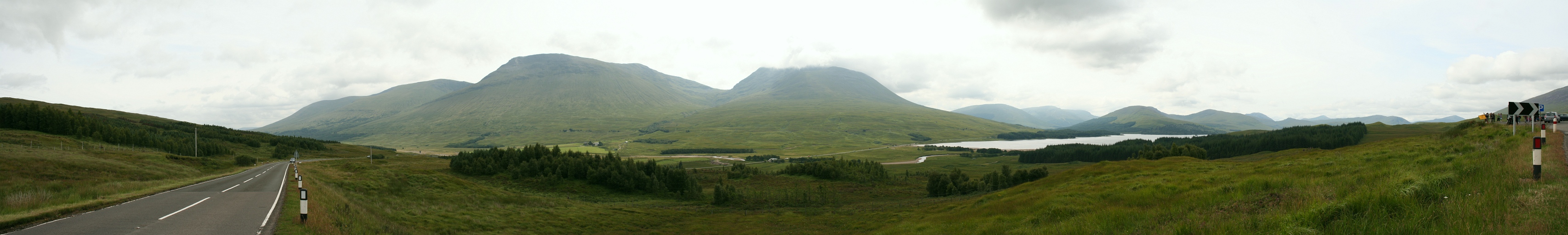 A view of Beinn Achaladair (3,406 ft), Beinn an Dothaidh (3,294 ft) and Loch Tulla from the A82 road (8.08.2010)